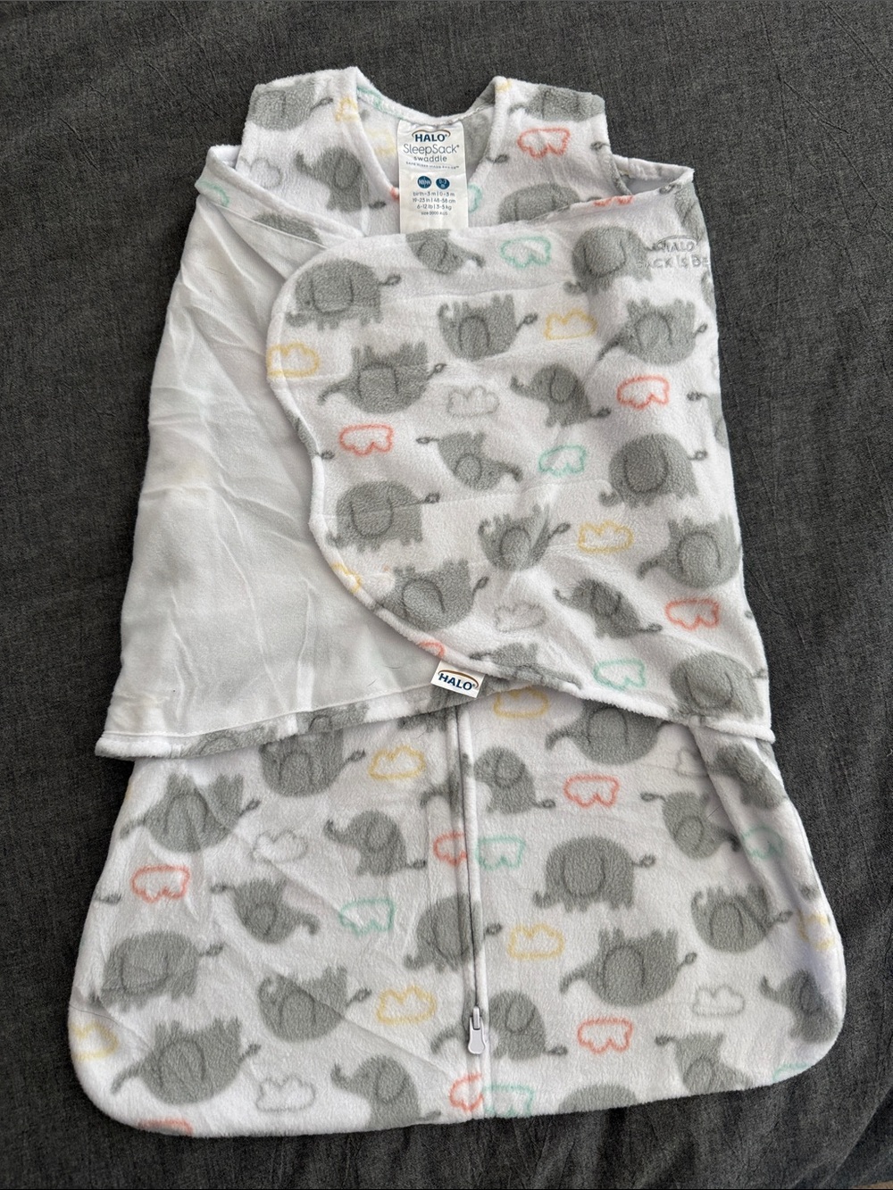 Halo SleepSack Swaddle 3.0 TOG - Fleece Elephants